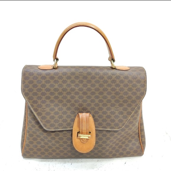 Vintage CELINE Hand Bag  Brown PVC - Picture 1 of 9